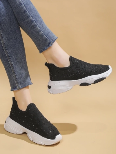 Royalfashion slip-on sieviešu sporta apavi ar rhinestones Elavises