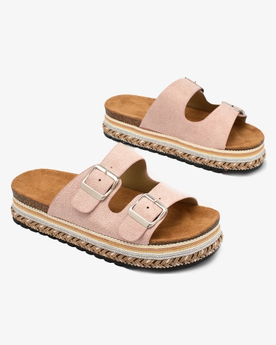 Royalfashion Women's flip-flops with buckles in light pink Monna