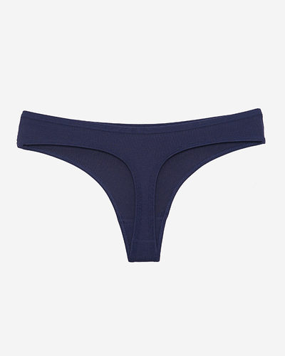 Navy blue women's thongs with the inscription - Underwear