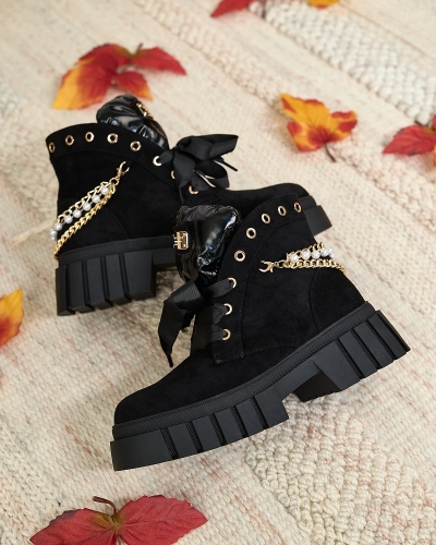 Royalfashion Women's eco suede insulated boots in black Dahaff