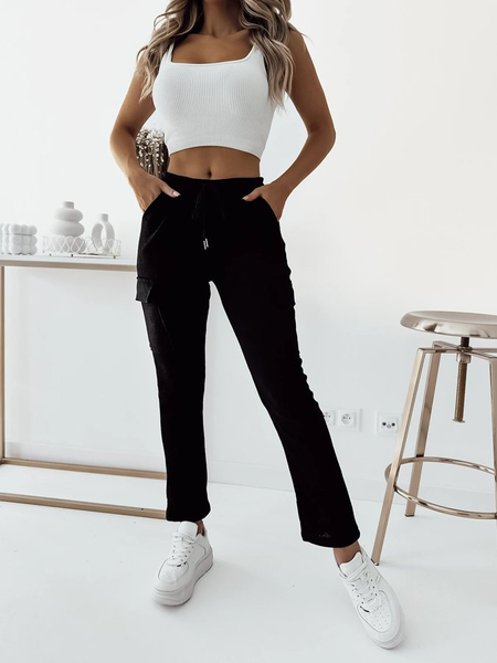 Royalfashion Черные женские ребристые боевые брюки