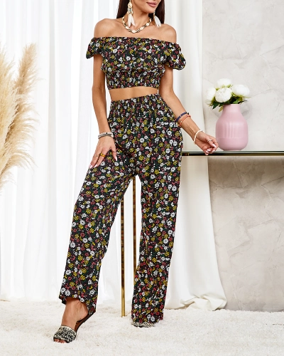 Royalfashion Black two-piece women's floral set