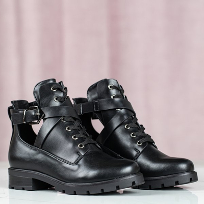 Black boots with flat heels Locca - Footwear 1