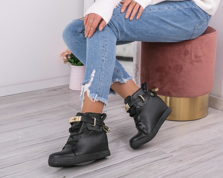 Black sneakers on an indoor Denney wedge - Footwear