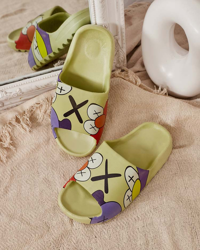 Green women's slippers by Elmino - Footwear