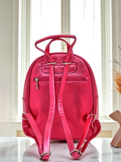 Royalfashion Women's backpack made of eco leather with metallic stripes Metallic Stripes