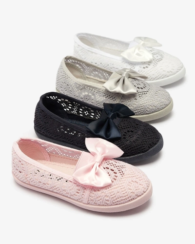 Girls' white slip on sneakers with bow Sweet Time - Footwear