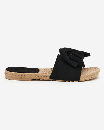 OUTLET Black women's slippers with a Terina bow - Footwear