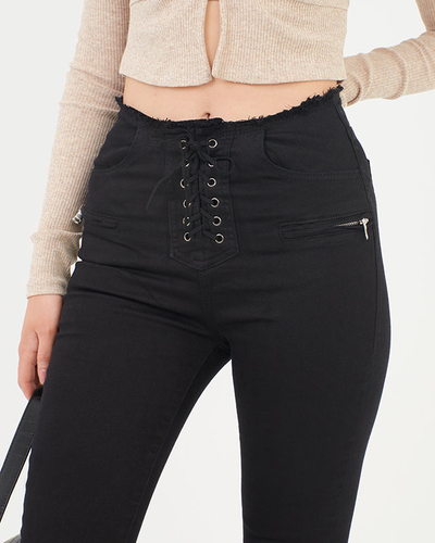 Ladies 'Black Leggings with Knots - Clothing