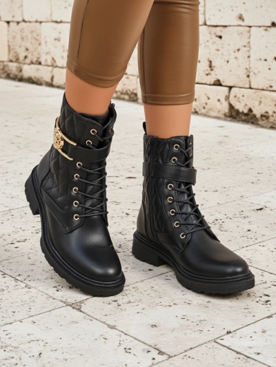 Sable Rose Quilted Faux Leather Ankle Boots