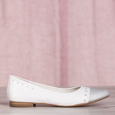 White leather ballerina Briefs - Footwear 1