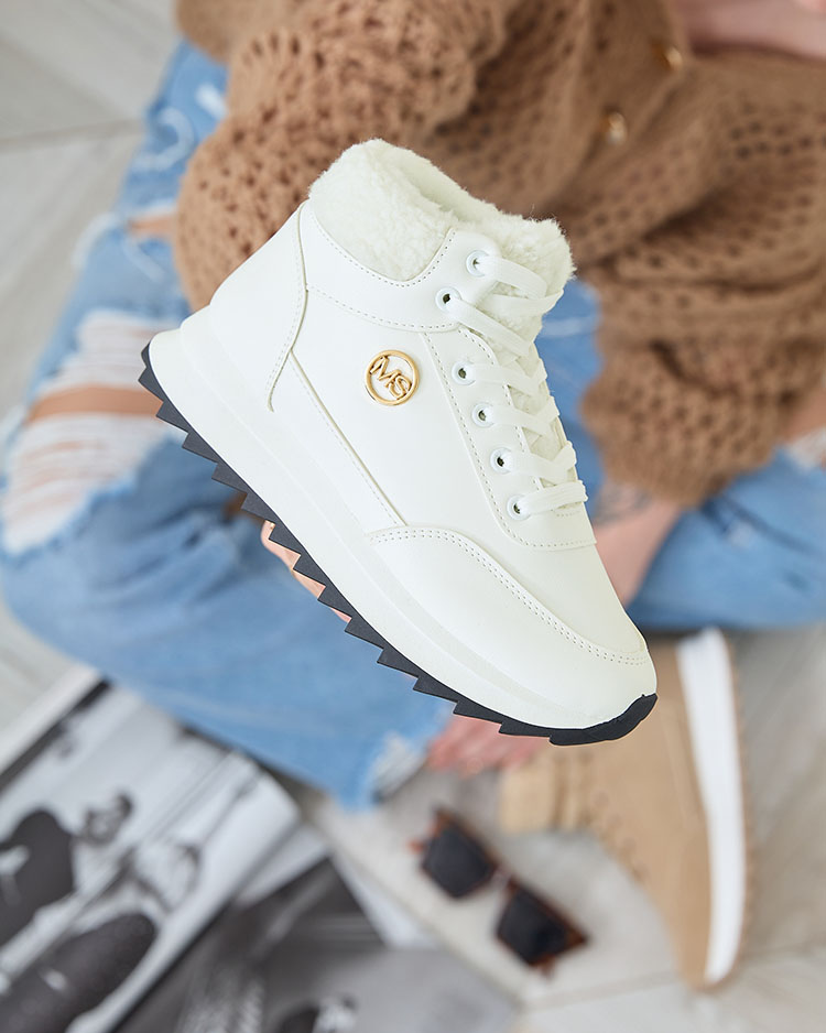 Royalfashion Женские утепленные спортивные ботинки белого цвета Cerrto