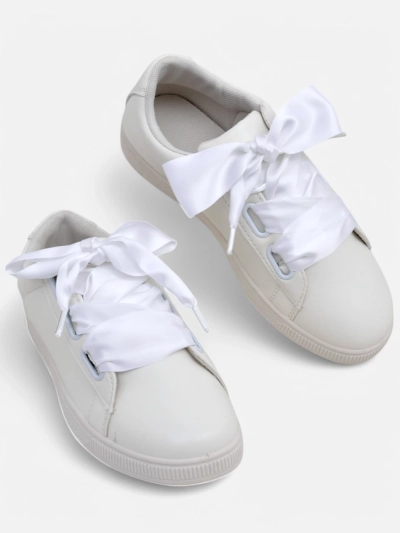 Royalfashion Women's eco-leather sneakers with decorative laces Etti