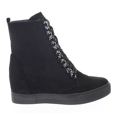 Czarne sneakersy na krytym koturnie Savanetha - Obuwie