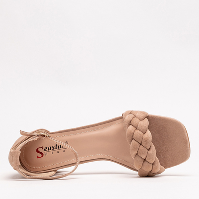 Light brown women's sandals with a decorated belt Venesi - Shoes
