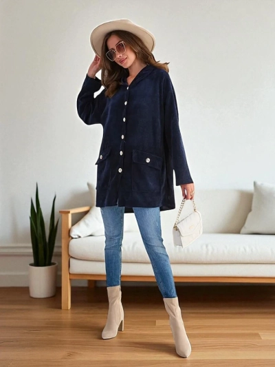 Royalfashion sieviešu džemperis ar zelta pogām PLUS SIZE