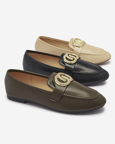 Dark green women's moccasins with gold embellishment Uletta - Footwear