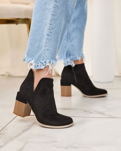 Royalfashion Black Lemere square heeled boots