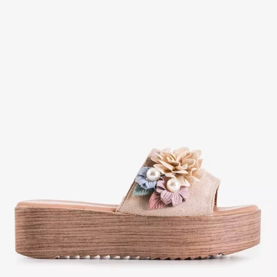 OUTLET Beige women's platform sandals Azriel - Footwear