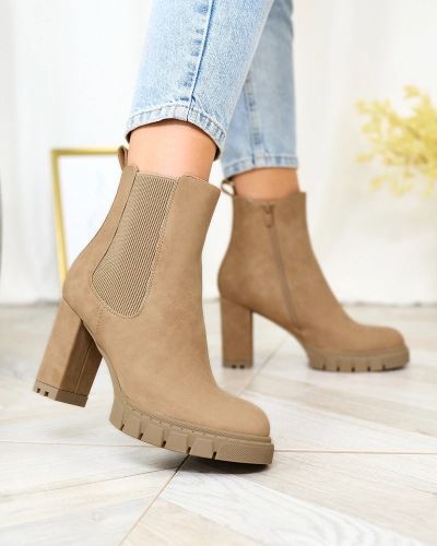 Royalfashion Светло-коричневые женские сапоги на высоком каблуке Seihay