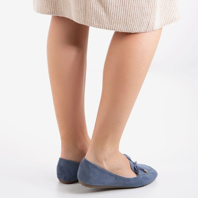 Blue loafers with a bow Petronella - Footwear 1