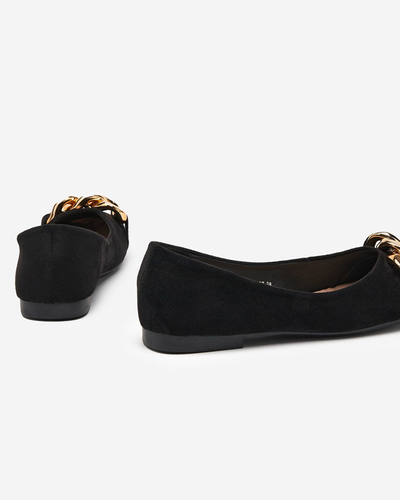 Black women's ballerinas with Caviene ornament - Footwear