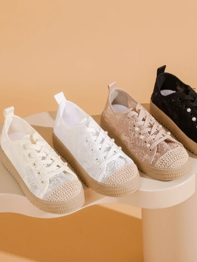 Royalfashion Women's Lace Sneakers with Sequins Nille