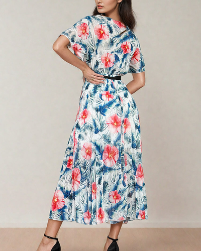 Royalfashion Women's pleated floral midi dress