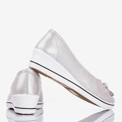 Silver ballerina on wedges Moriah - Shoes 1