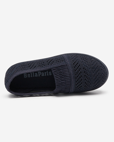 Navy blue children's openwork slip on sneakers Bei Shoes