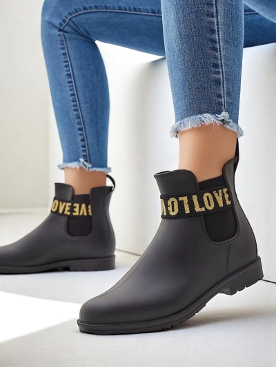 Royalfashion sieviešu matētas lietus zābaki ar uzrakstu Love Love