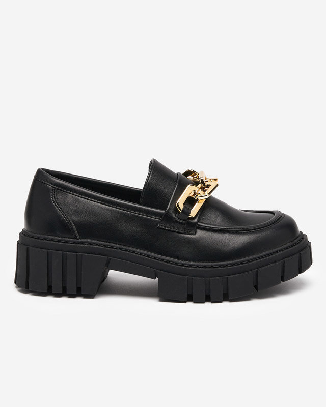 OUTLET Black women's shoes with a golden Plirose accessory - Footwear