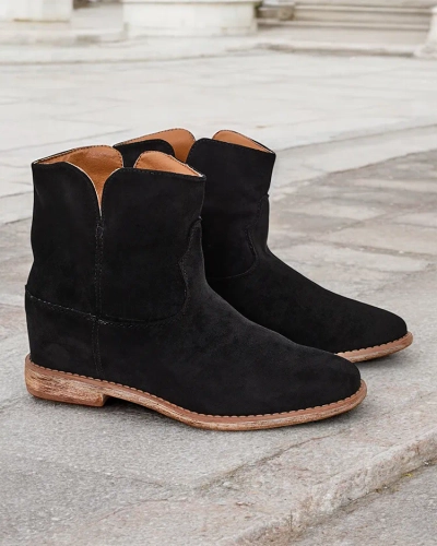 Royalfashion Cowboy-style boots on a covered wedge Blueston