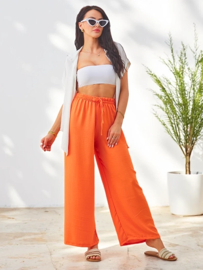 Royalfashion Wide women's pants with an elastic waistband