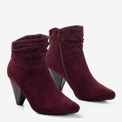 Maroon boots with a triangular heel Lika - Footwear