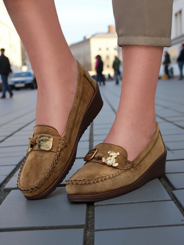 Royalfashion Women's moccasins on a low wedge Mollan