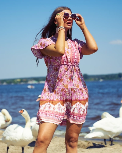 Royalfashion Summer pink women's short dress