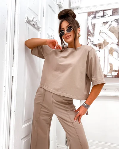 Royalfashion Women's cotton set with flared pants