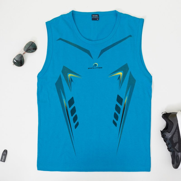 Men's cobalt cotton sleeveless T-shirt - Clothing