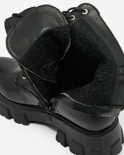 Royalfashion Black lacquered women's bagger boots Xagaga