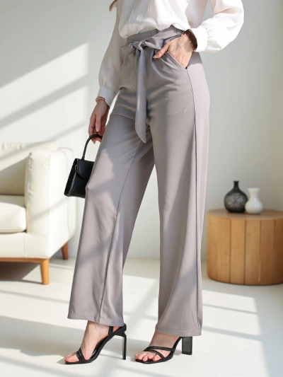 Royalfashion Wide women's trousers with a belt