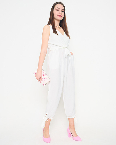 Women's white jumpsuit with thin straps - Clothing