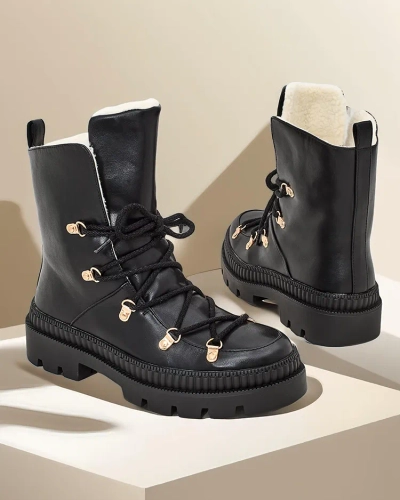 Royalfashion Women's Lace-up Snow Boots Lorii