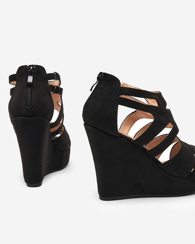 OUTLET Black women's sandals on a wedge Amroksi - Footwear