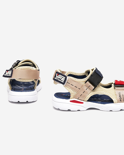 Bēšas un tumši zilas zēnu sandales ar Velcro Elbrusia - Footwear