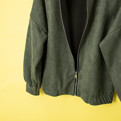 Green suede jacket for women - Clothing