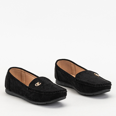 Black women's moccasins with an addition in zircons Endirmo - Footwear