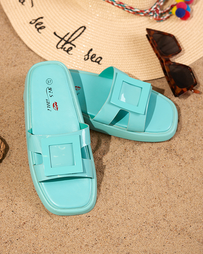 Women's mint slippers with Zegor ornament - Footwear