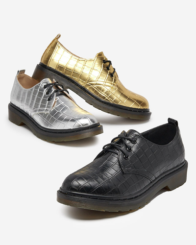 Gold women's shoes with Seniri embossing - Footwear