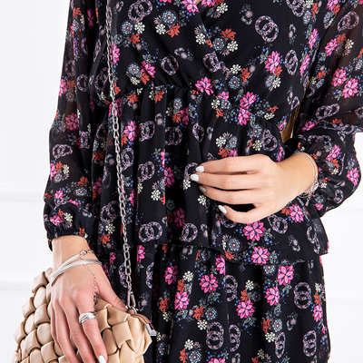 Sieviešu melna ziedu kleita - Apģērbs